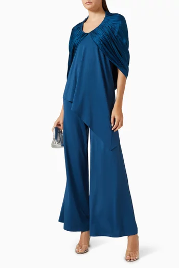 Micro-pleated Top & Pants Set in Crepe & Jersey