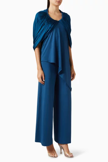Micro-pleated Top & Pants Set in Crepe & Jersey