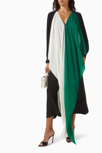 Draped Colour-block Dress in Crepe