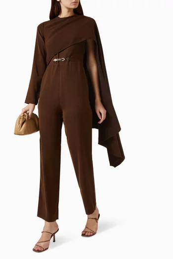 Amara Cape Jumpsuit in Crepe