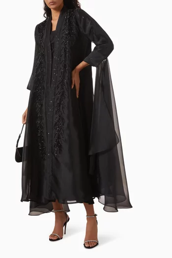 Sequin-embellished Abaya in Organza