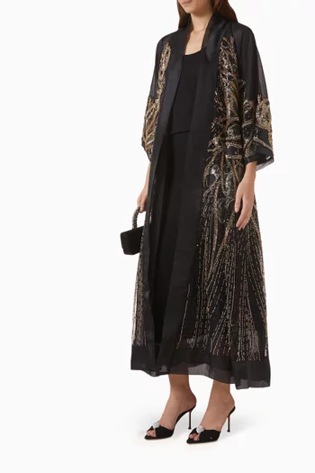 Tonal Embellished Abaya in Organza