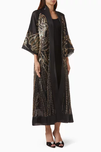 Tonal Embellished Abaya in Organza