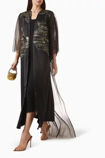 Embellished Abaya in Satin
