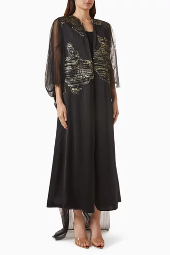 Embellished Abaya in Satin