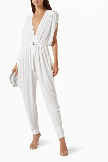 Square-sleeve Waterfall Jumpsuit