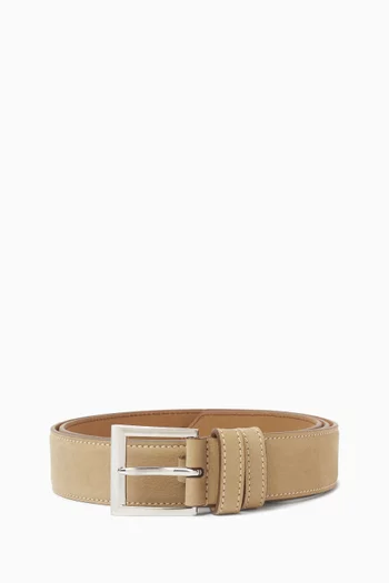 Logo Belt in Nubuck Leather