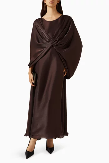 Draped Maxi Dress in Silk Organza