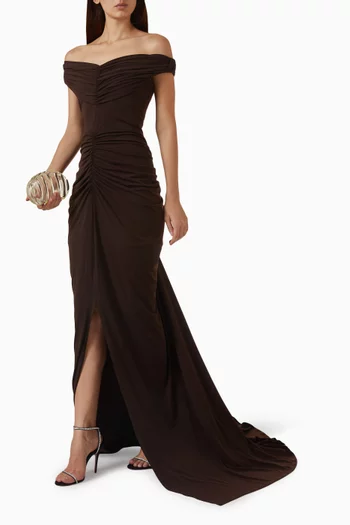 Mireya Off-shoulder Gown in Jersey