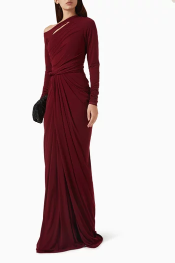 Yasmine Asymmetric Draped Dress in Jersey