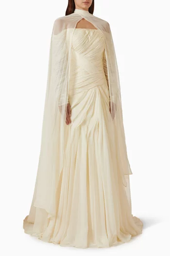 Barcinia Off-shoulder Cape Gown