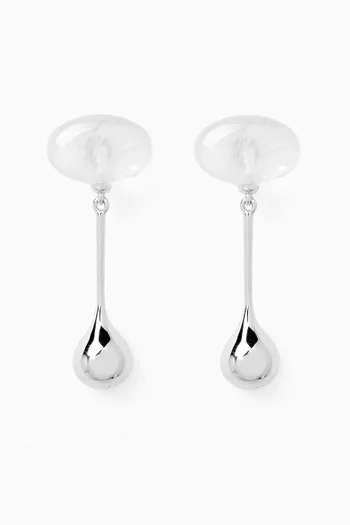 Datura Jade Drop Earrings in Sterling Silver