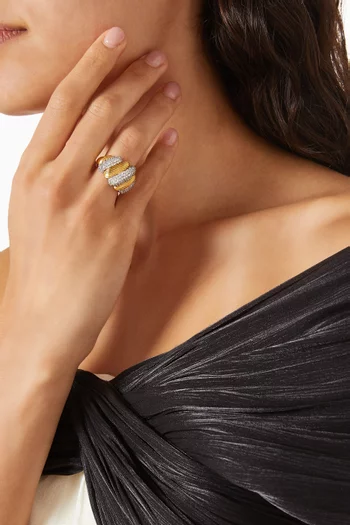 Kaielle Crystal Ring in 22kt Gold-plated Brass
