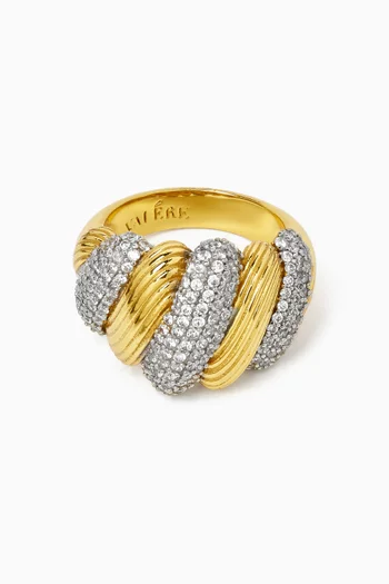 Kaielle Crystal Ring in 22kt Gold-plated Brass