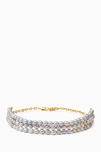 Dive Beaded Pearl Choker Necklace in 22kt Gold-plated Brass