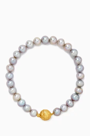 Misia Ball Pearl Necklace in 22kt Gold-plated Brass