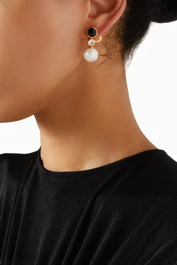 Misia Pearl Clip Earrings in 22kt Gold-plated Brass