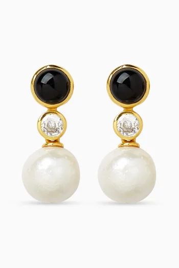 Misia Pearl Clip Earrings in 22kt Gold-plated Brass