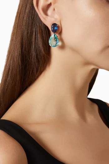 Dreya Crystal Clip Earrings in 22kt Gold-plated Brass
