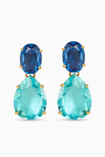 Dreya Crystal Clip Earrings in 22kt Gold-plated Brass