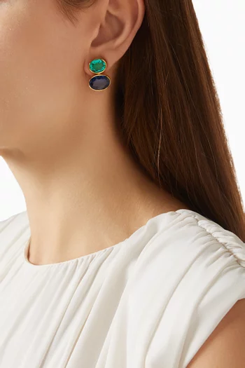 Amari Crystal Earrings in 22kt Gold-plated Brass