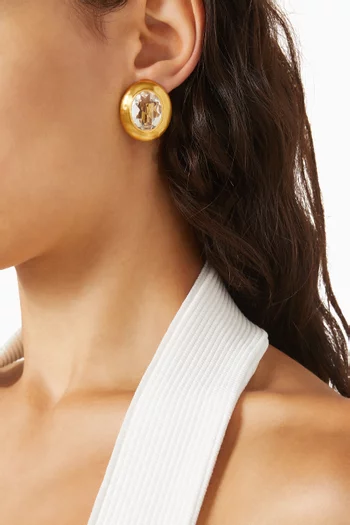 Rain Stone Clip Earrings in 22kt Gold-plated Brass