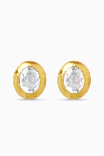 Rain Stone Clip Earrings in 22kt Gold-plated Brass