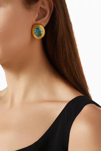Rain Stone Clip Earrings in 22kt Gold-plated Brass