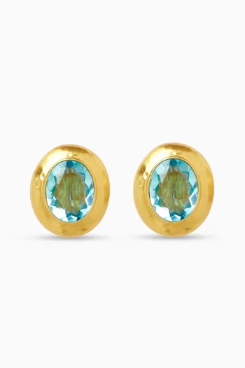 Rain Stone Clip Earrings in 22kt Gold-plated Brass