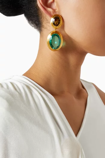Nadine Stone Drop Clip Earrings in 22kt Gold-plated Brass