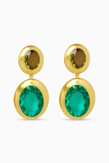 Nadine Stone Drop Clip Earrings in 22kt Gold-plated Brass