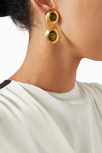 Rain Stone Drop Earrings in 22kt Gold-plated Brass