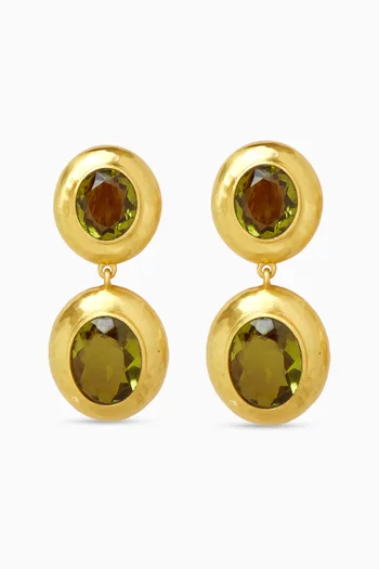 Rain Stone Drop Earrings in 22kt Gold-plated Brass