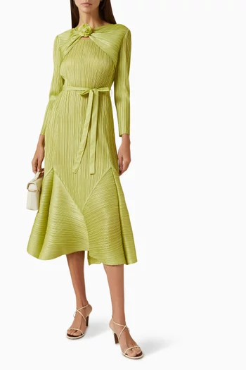 Rose Applique Belted Dress