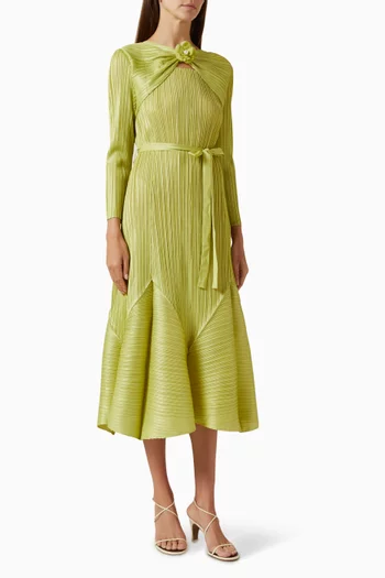 Rose Applique Belted Dress