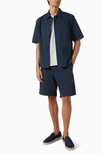 Textured Buttoned Shorts in Nylon