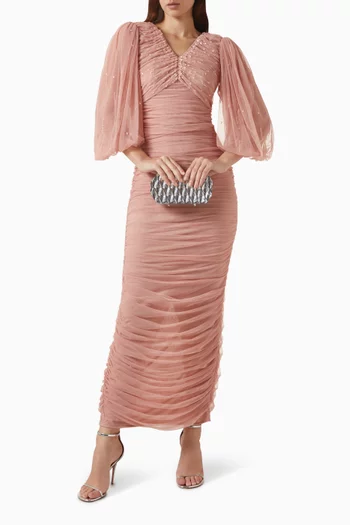 Gathered Maxi Dress in Tulle