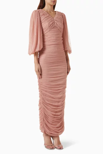 Gathered Maxi Dress in Tulle