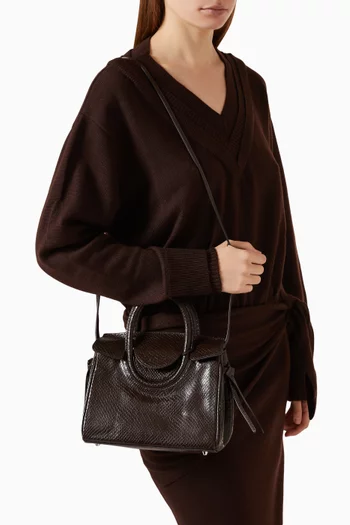 Mini Maude Tote Bag in Python-embossed Leather