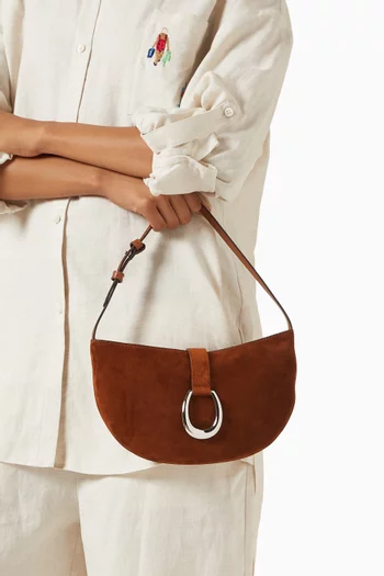 Harlow Crescent Shoulder Bag in Suede