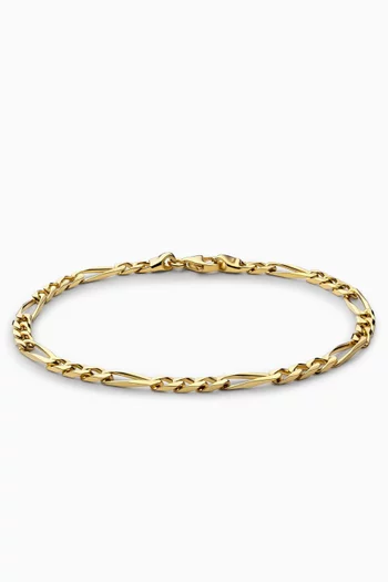 3mm Figaro Chain Bracelet in Gold Vermeil