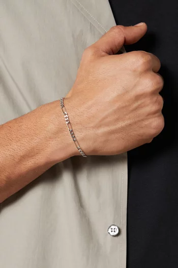 3mm Figaro Chain Bracelet in Sterling Silver
