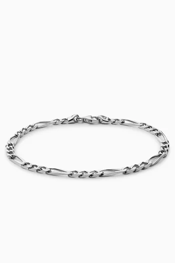 3mm Figaro Chain Bracelet in Sterling Silver