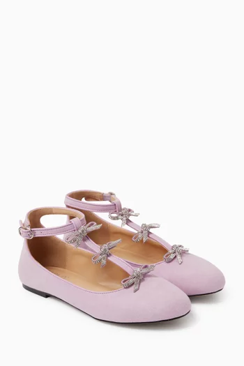 Christa Bow Ballerina Flats in Suede