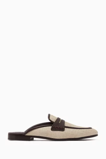 Mules in Raffia & Leather