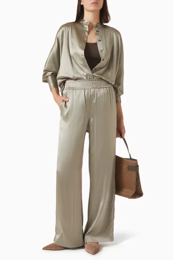 Wide-leg Pants in Silk-satin