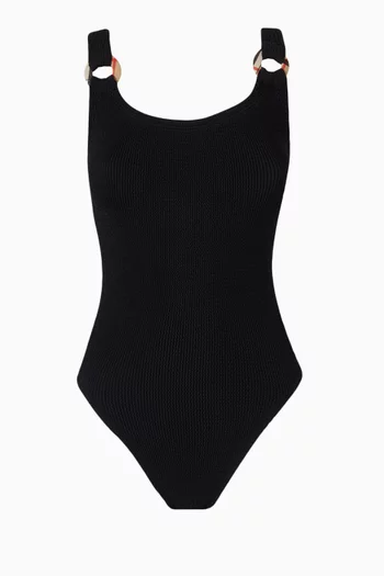 x Hunza G Domino One-piece Swimsuit & Scrunchie in Original Crinkle™