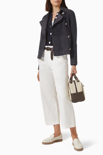 Couture Cropped Pea Coat in Suede