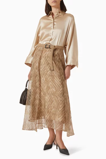 Paneled Circle Maxi Skirt in Silk
