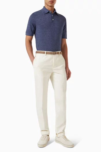 Polo-style Sweater in Cotton & Linen